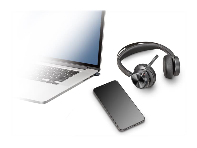 Poly VOYAGER FOCUS 2 UC MS TEAMS USB-A NO STAND - (Löytötuote luokka 2) Kuuloke + mikrofoni USB-A Bluetooth-sovittimen kautta Microsoft Teamsille Stereo Musta