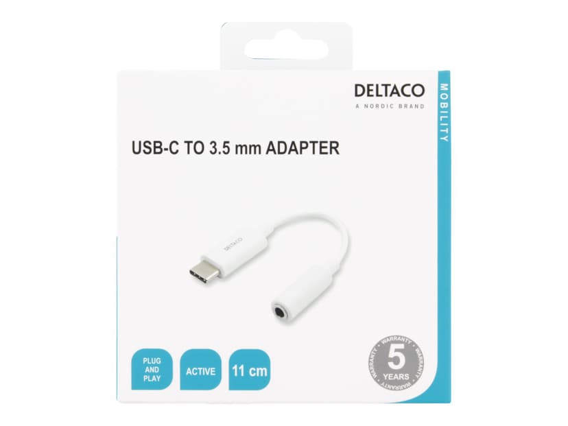 Deltaco USBC-1145 24 pin USB-C Hann 4-pols 3,5 mm-minijakk Hunn