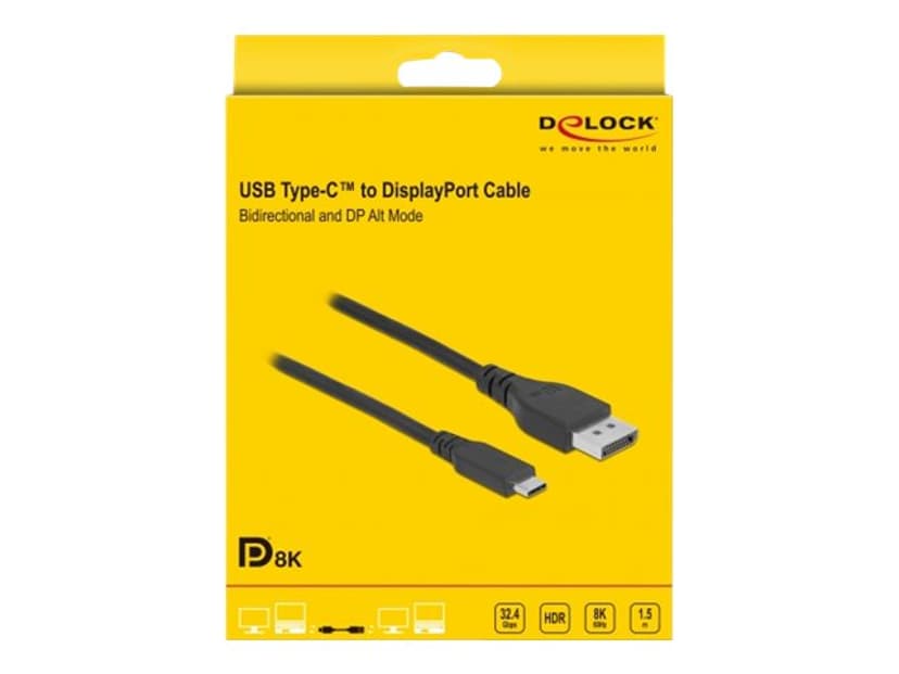 Delock Bidirectional cable 1.5m USB-C Uros DisplayPort Uros