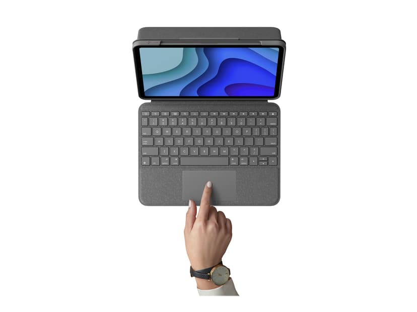 Logitech Folio Touch -For Ipad Pro 11" 1/2/3 & 4 Gen Langallinen, Apple Smart connector Pohjoismainen Harmaa Näppäimistö- ja kalvokotelo