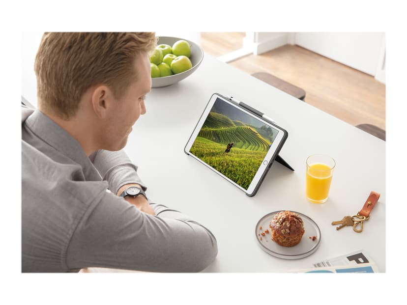 Logitech Combo Touch For Ipad 7/8/9Th Gen Langallinen, Apple Smart connector Pohjoismainen Harmaa Näppäimistö- ja kalvokotelo