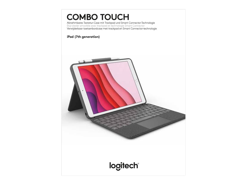 Logitech Combo Touch For Ipad 7/8/9Th Gen Langallinen, Apple Smart connector Pohjoismainen Harmaa Näppäimistö- ja kalvokotelo