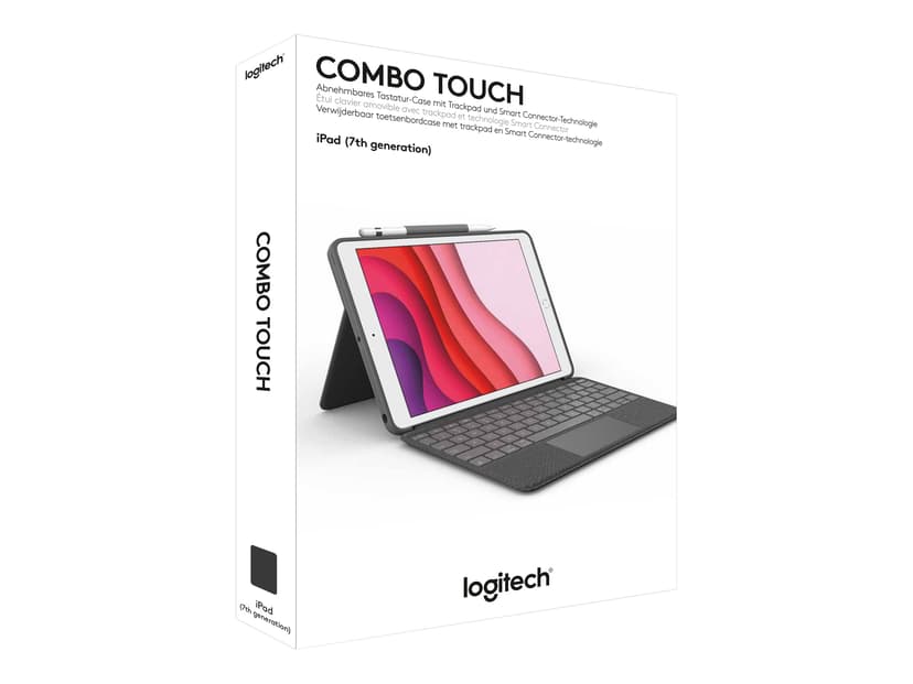Logitech Combo Touch For Ipad 7/8/9Th Gen Langallinen, Apple Smart connector Pohjoismainen Harmaa Näppäimistö- ja kalvokotelo