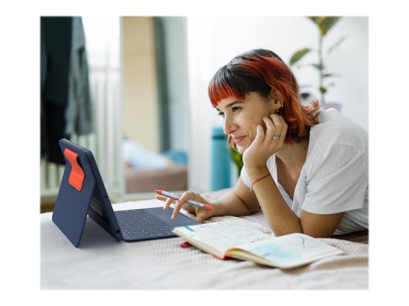 Logitech Rugged Combo 3 Touch for iPad 7/8/9:e Gen Education Langallinen, Apple Smart connector Pohjoismainen Sininen Näppäimistö- ja kalvokotelo