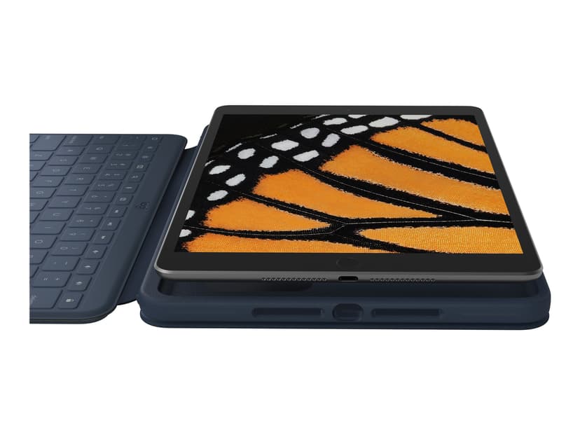 Logitech Rugged Combo 3 Touch for iPad 7/8/9:e Gen Education Langallinen, Apple Smart connector Pohjoismainen Sininen Näppäimistö- ja kalvokotelo