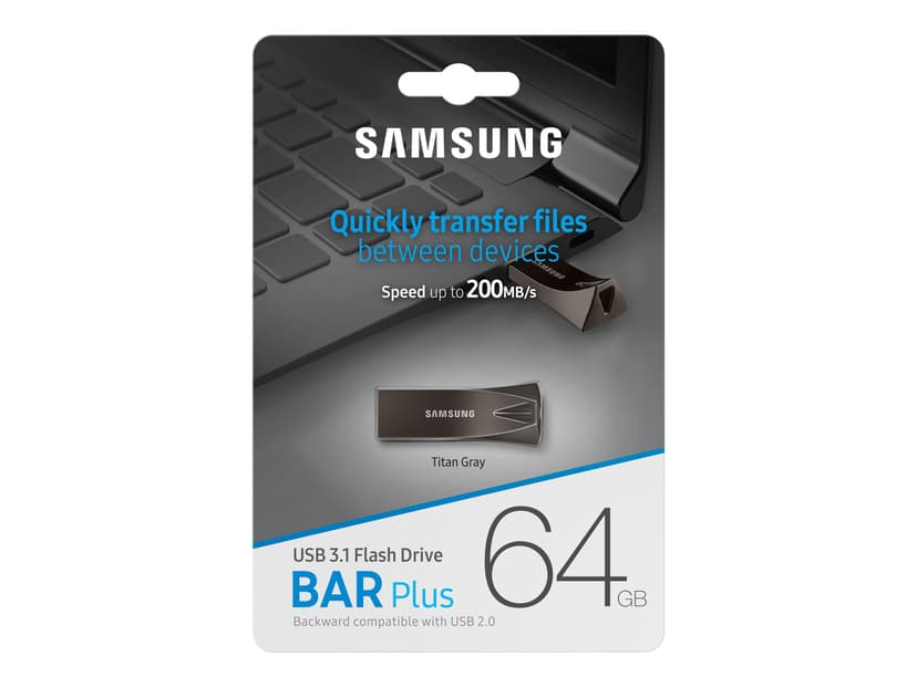 Samsung BAR Plus 64GB USB A-tyyppi Harmaa