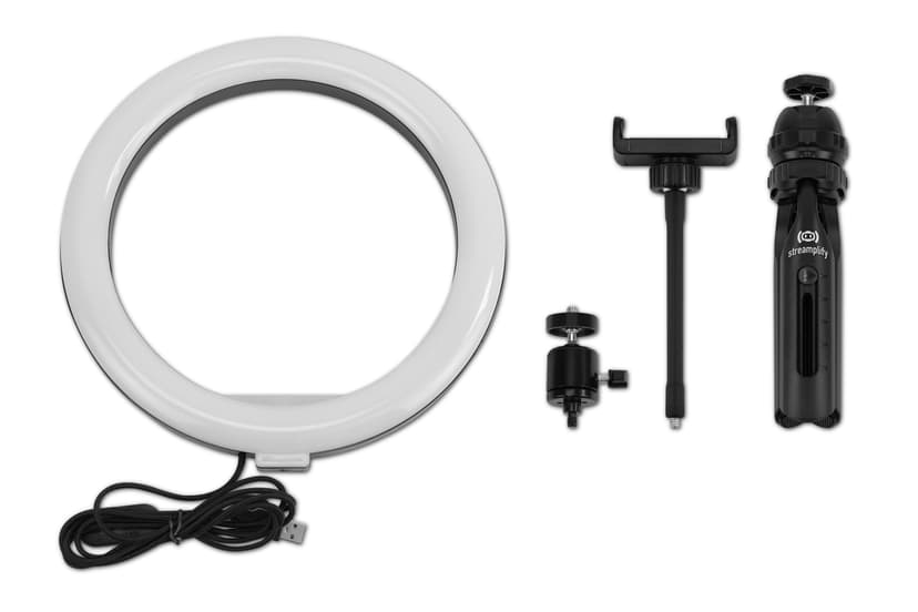 STREAMPLIFY Light 10 Ring Light, 25,4 cm, 5 V, USB – musta