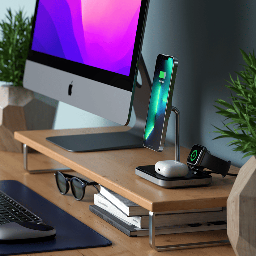 Satechi Magnetic 3-in-1 Wireless Charger Musta