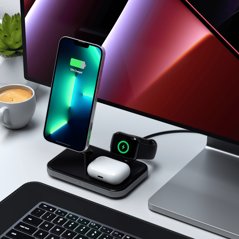 Satechi 2-in-1 Headphone Stand With Wireless Charger Svart (ST-UCHSMCM)