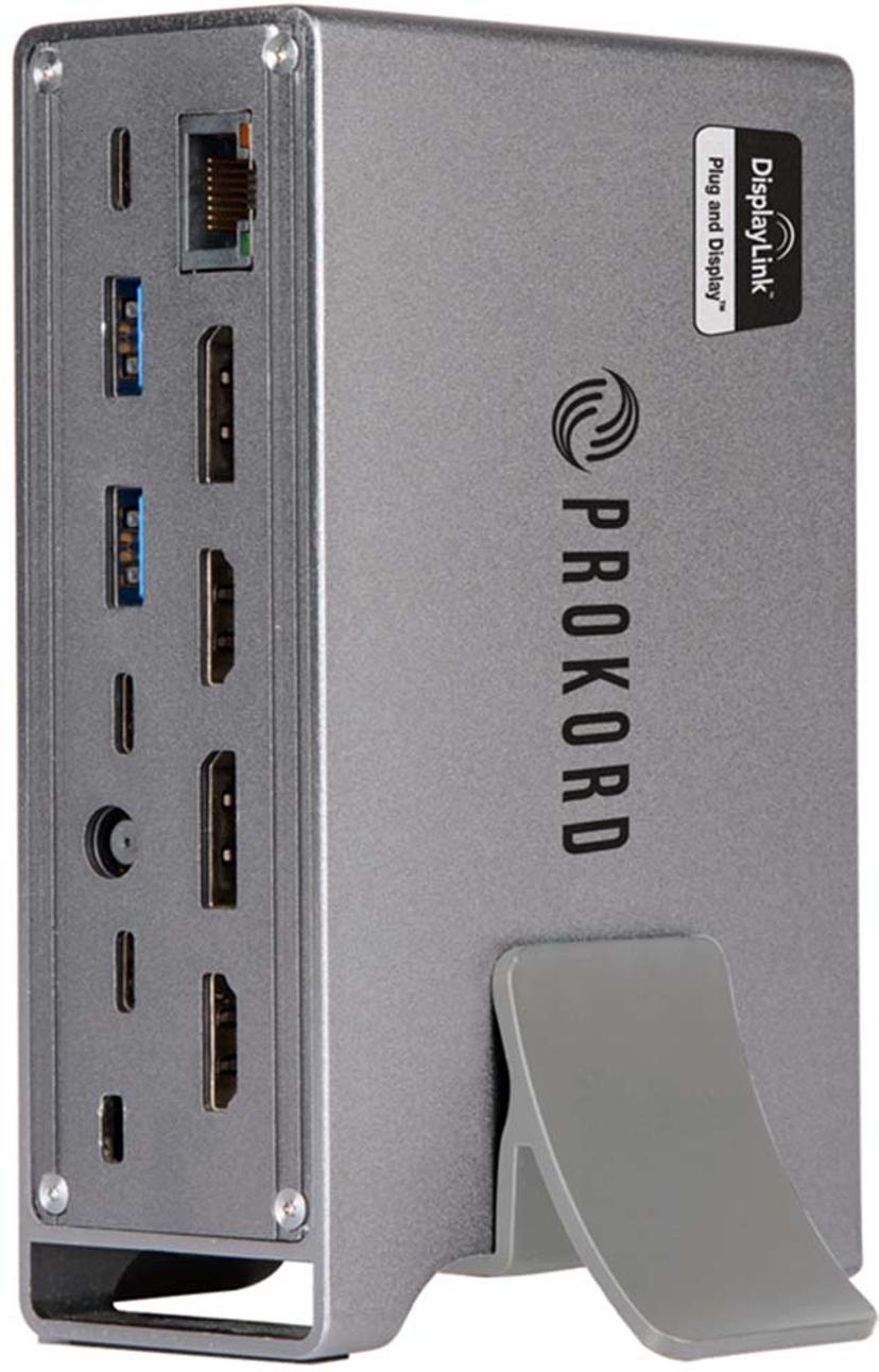 Prokord Workplace Alu Dockningsstation Displaylink 4K Torn USB-C Portreplikator
