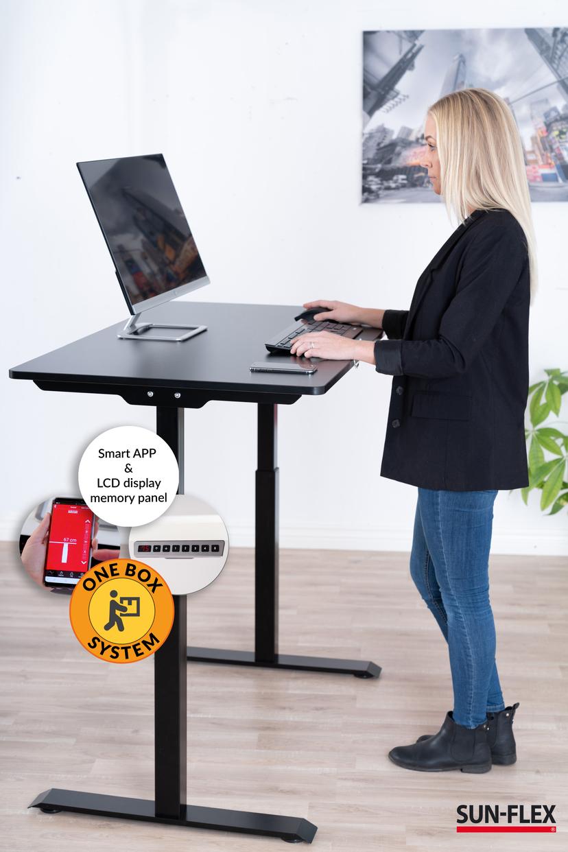 Sun-Flex Skrivbord Höj/Sänkbart 120x60 cm Svart