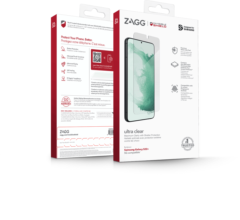 Zagg InvisibleShield Ultra Clear+ - Näytön suojus tuotteelle matkapuhelin - self healing malleihin Samsung Galaxy S22+