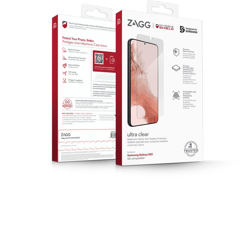 Zagg InvisibleShield Ultra Clear+ - Näytön suojus tuotteelle matkapuhelin - self healing malleihin Galaxy S22