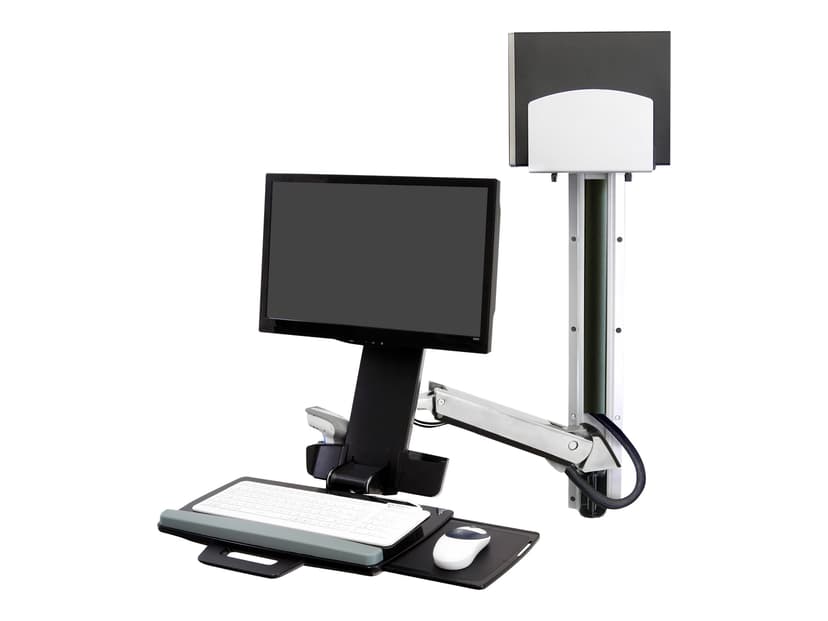 Ergotron StyleView Sit-Stand Combo System With Medium Silver CPU Holder