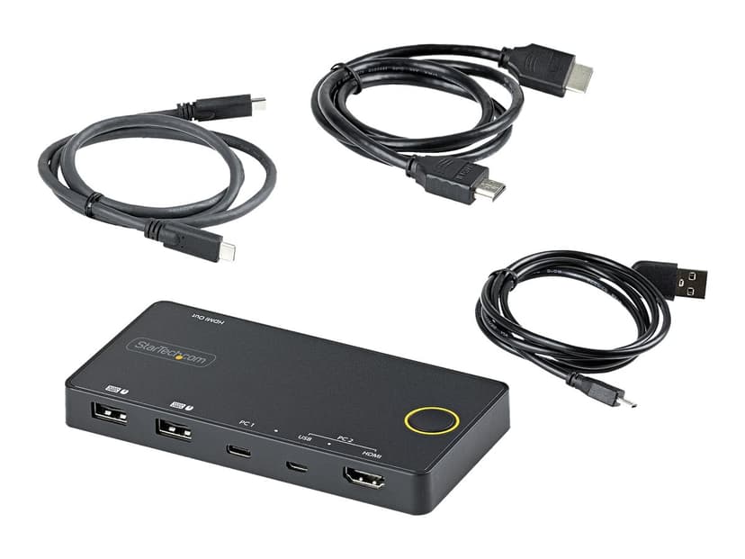 Startech 2-porters Hybrid USB-A + HDMI og USB-C KVM-svitsj