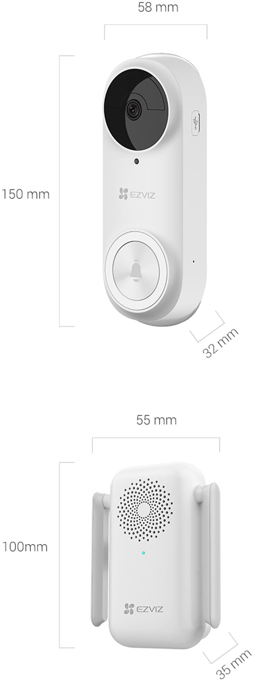 Ezviz DB2 batteridrevet videodørklokke i sæt med trådløs ringeklokke