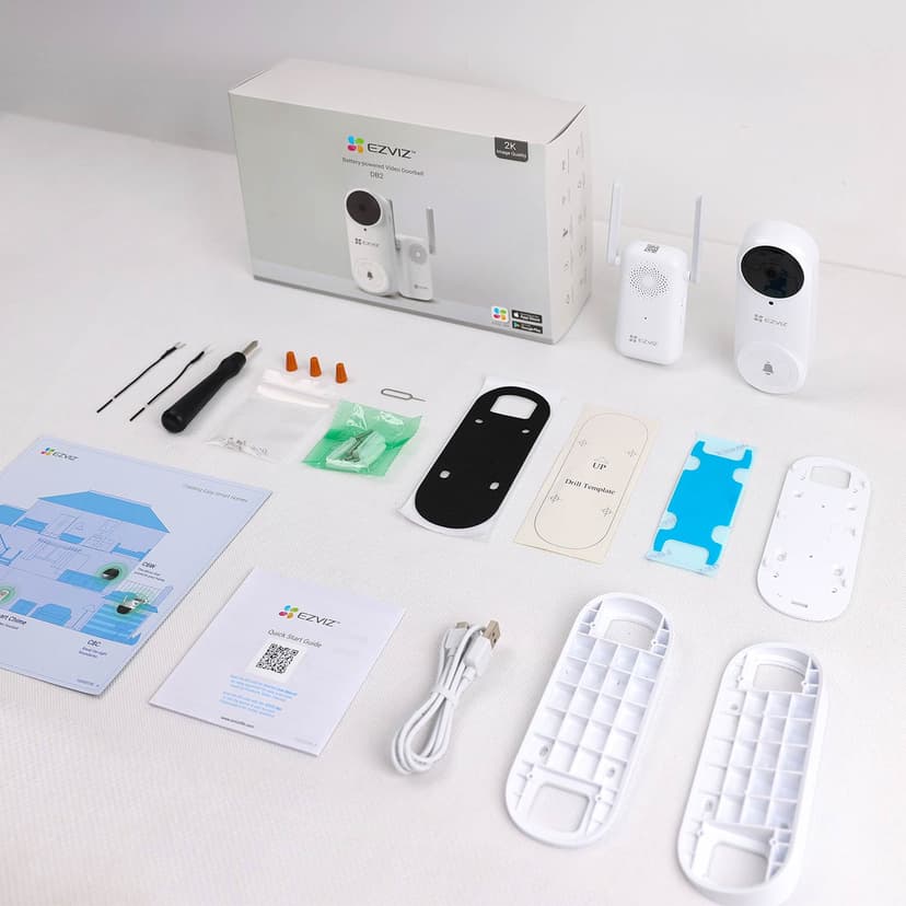 Ezviz DB2 batteridriven videodörrklocka i paket med en trådlös ringklocka