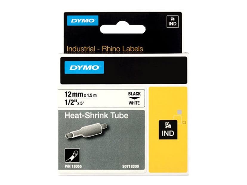 Dymo Tape RhinoPRO Krympeslange 12mm Svart/Hvit