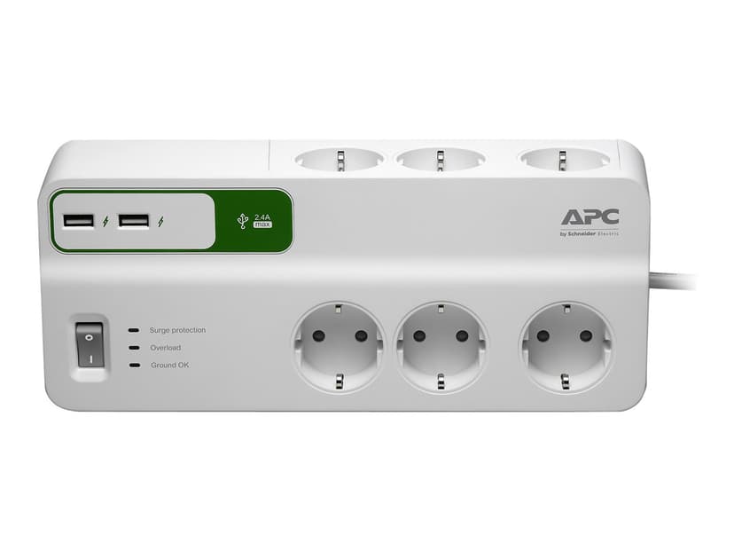 APC SurgeArrest Essential 10A Ekstern 6st Hvid