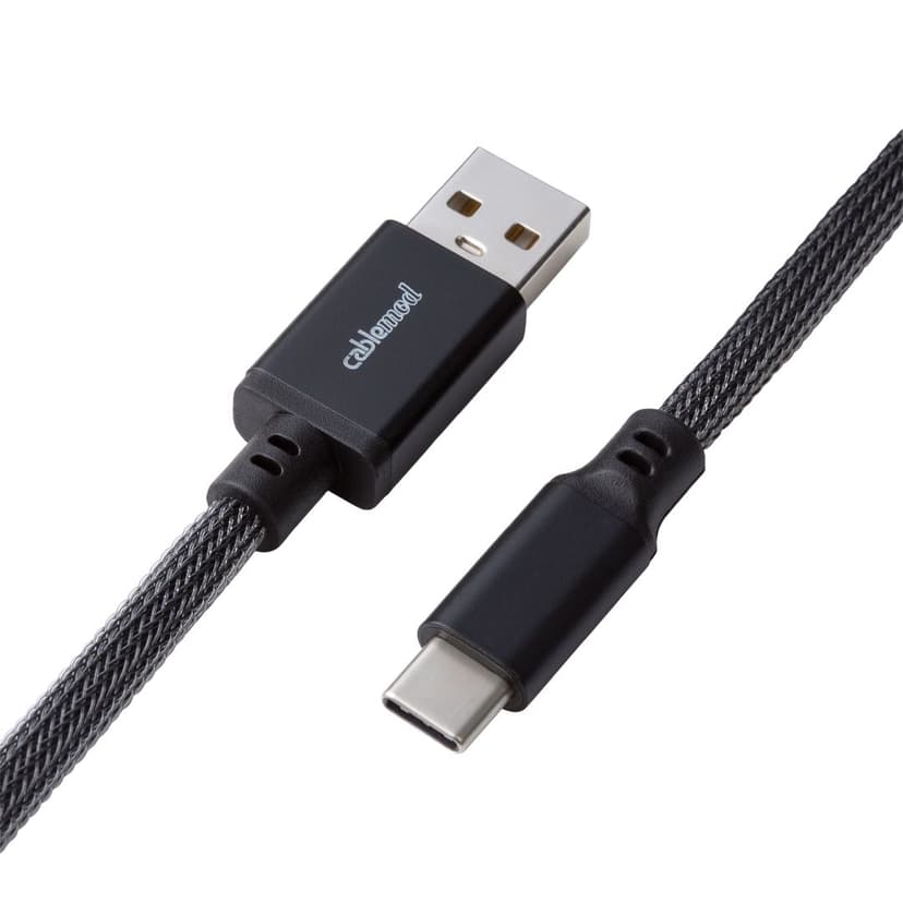 CableMod Classic Coiled Cable - Carbon Grey 1.5m USB A USB C Harmaa