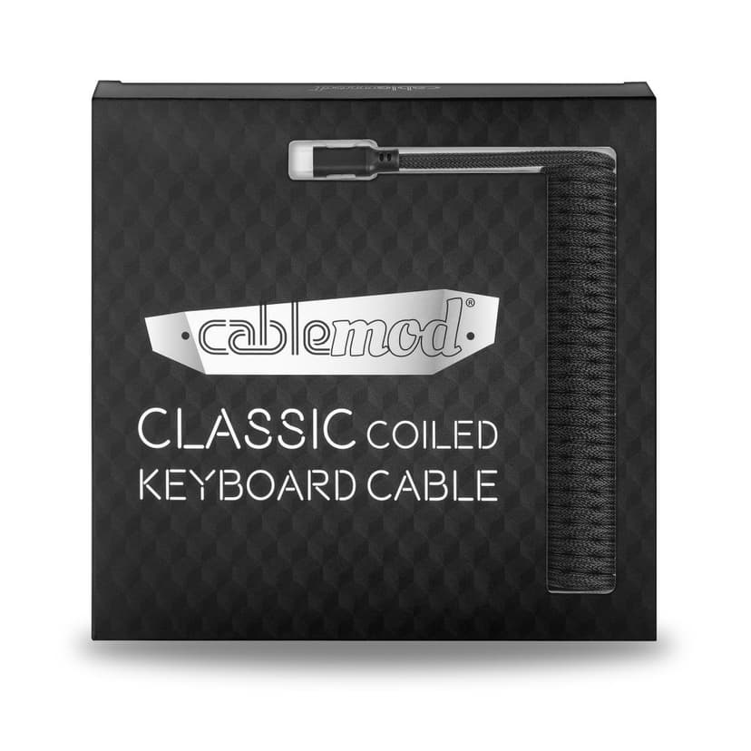 CableMod Pro Coiled Cable - Midnight Black 1.5m USB A USB C Musta