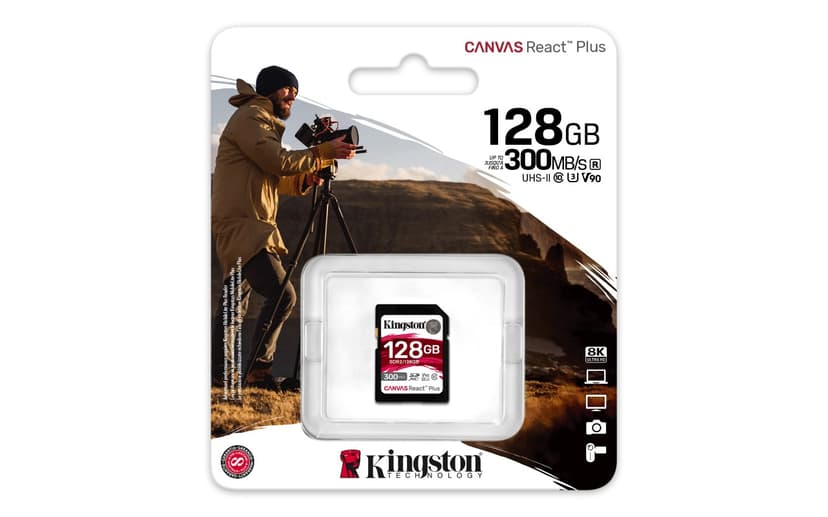 Kingston Canvas React Plus 128GB SDXC UHS-II minneskort