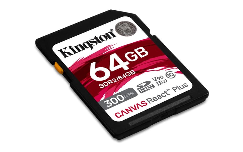 Kingston Kingston Technology Canvas React Plus 64 GB SD UHS-II Luokka 10 64GB SD UHS-II