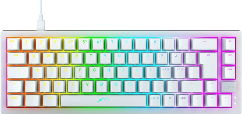 Xtrfy K5 Compact Kabelansluten Nordisk Genomskinlig, Vit Tangentbord