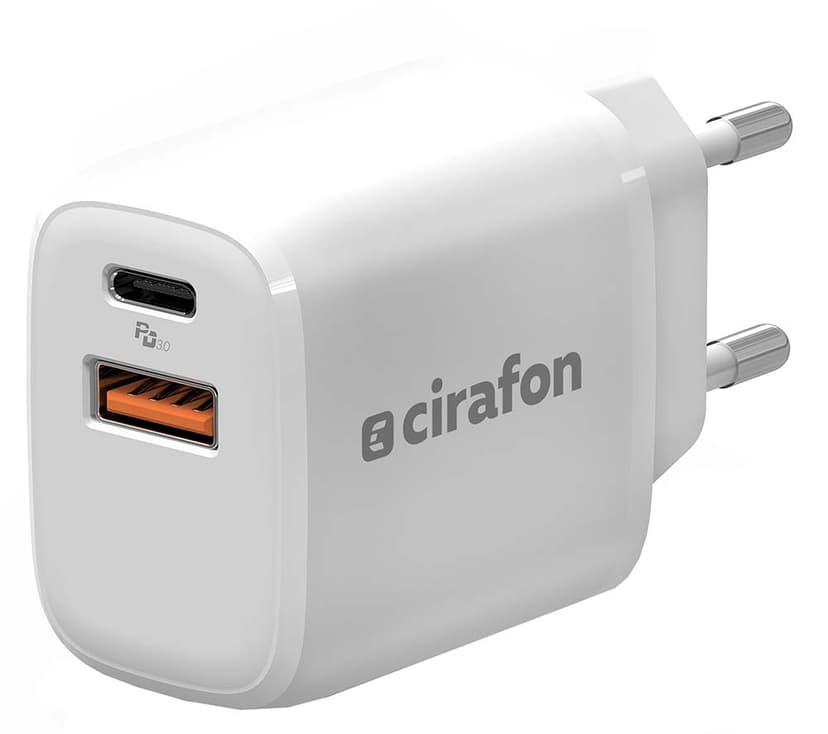 Cirafon Wall Charger 20W USB C+A Vit