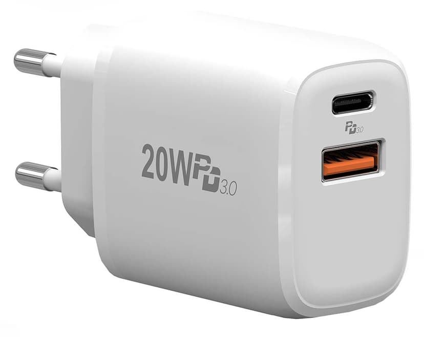 Cirafon Wall Charger 20W USB C+A Vit