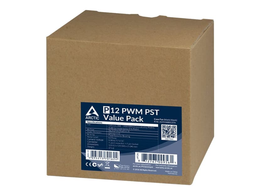 ARCTIC P12 PWM PST Value Pack Tuuletin Musta