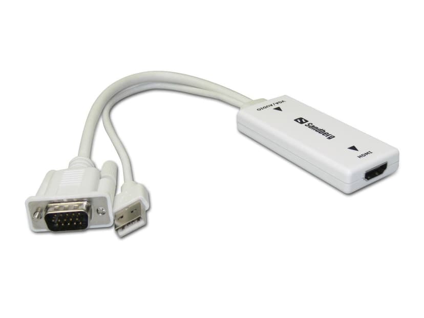 Sandberg VGA+Audio To HDMI Converter Videomuunnin USB, VGA Uros HDMI Naaras Valkoinen