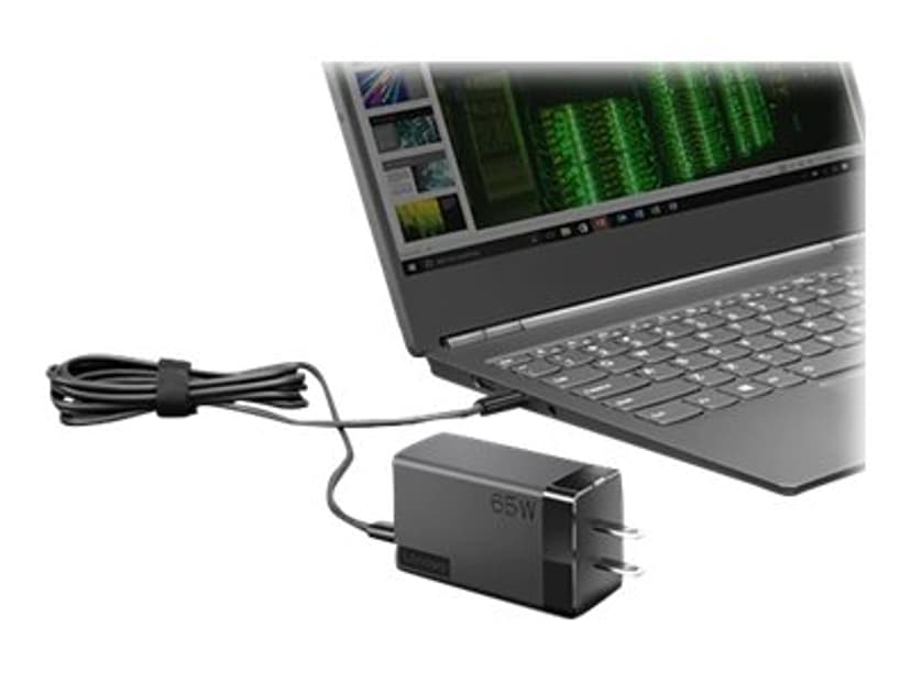 Lenovo 65W USB-C Travel Adapter Musta 1.8m