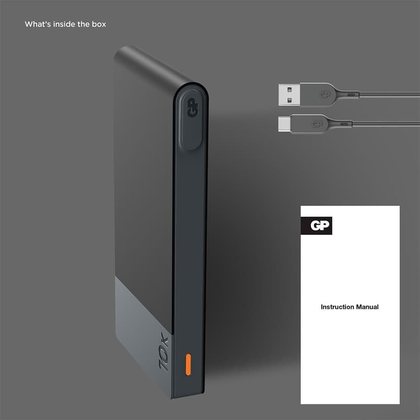 GP Powerbank M2 10000 mAh USB-C PD, musta