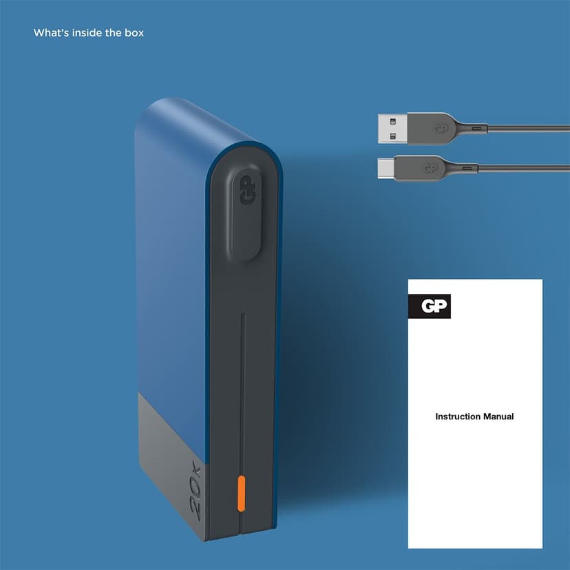 GP Powerbank M2 20000mAh USB-C PD, sininen 20000mAh