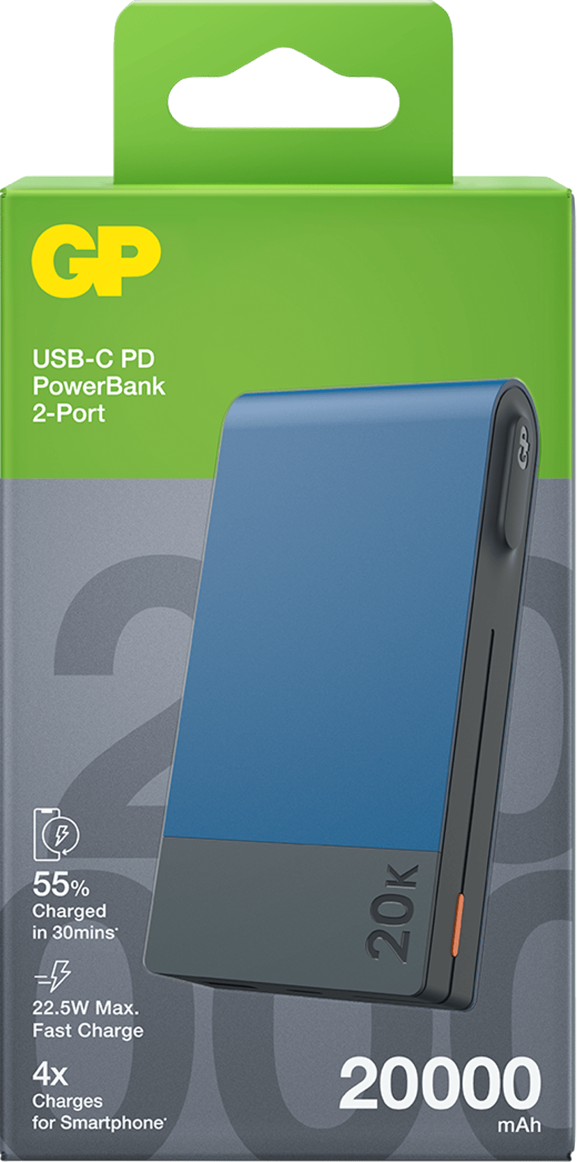 GP Powerbank M2 20000mAh USB-C PD, sininen