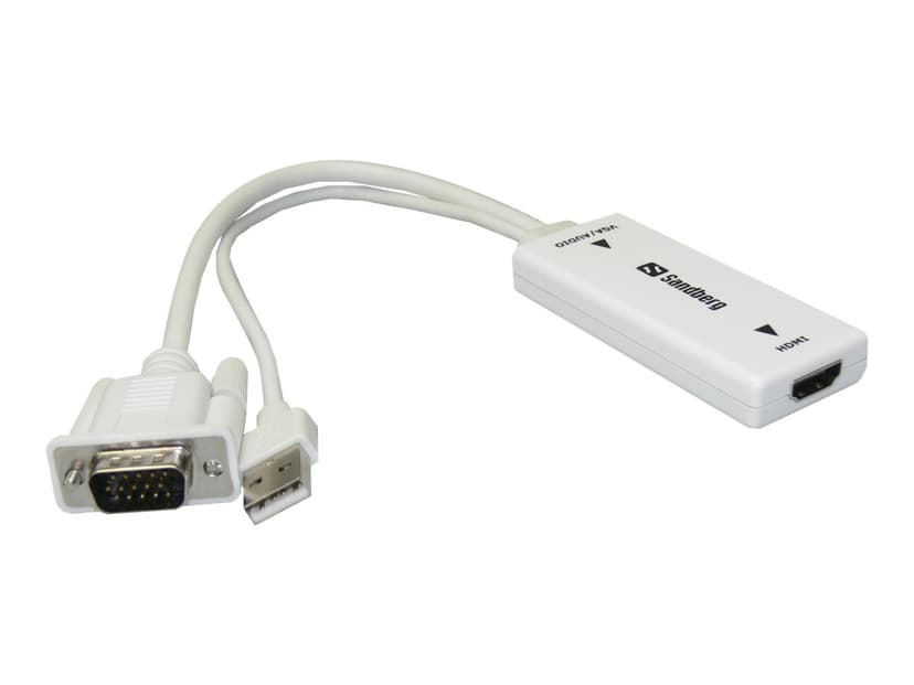 Sandberg VGA+Audio To HDMI Converter Videomuunnin HDMI VGA (D-Sub) + USB Valkoinen