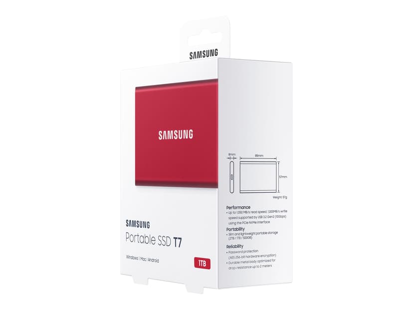 Samsung Portable SSD T7 1TB Rød