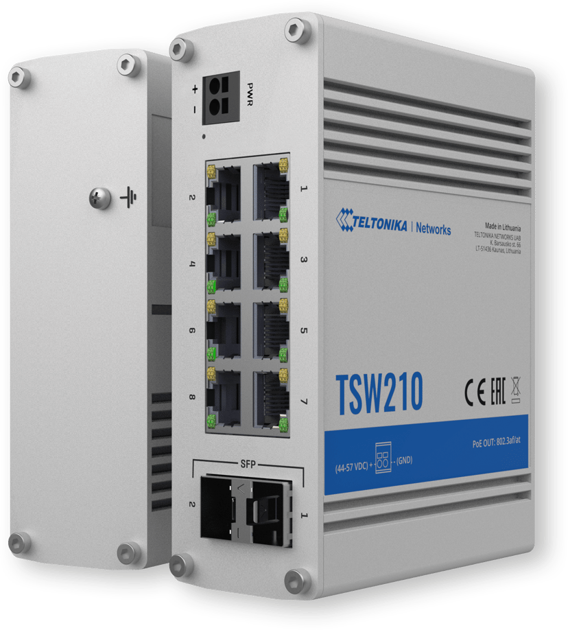 Teltonika TSW210 8-porttinen teollisen tason kytkin