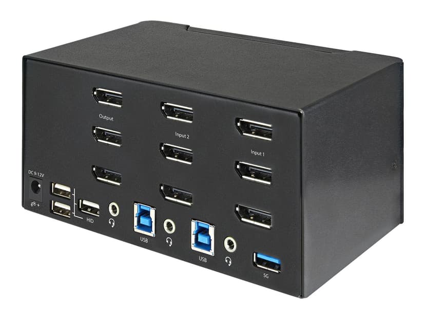 Startech .com 2 Port Triple Monitor DisplayPort KVM Switch, 4K 60Hz UHD HDR, Desktop 4K DP 1.2 KVM with 2 Port USB 3.0 Hub (5Gbps) & 4x USB 2.0 HID Ports, Audio, Hotkey Switching, TAA