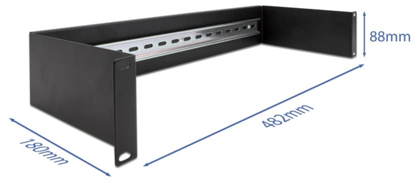 Delock Rackmontert DIN-skinne 19" 2U svart