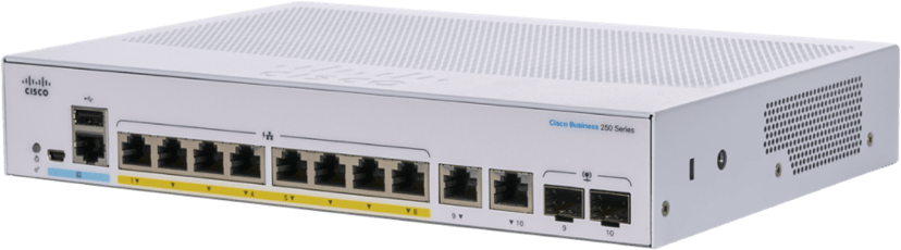 Cisco CBS250 8G 2SFP PoE 67W Smart Switch