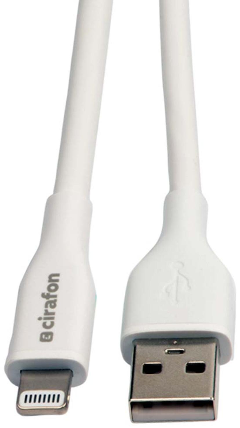 Cirafon Sync/charge Silcon Cable AM To Lightning 1.8M -White 1.8m Valkoinen
