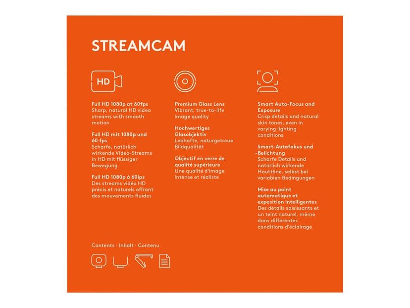 Logitech StreamCam USB-C 3.1 Gen 1 Livestreamingkamera Svart