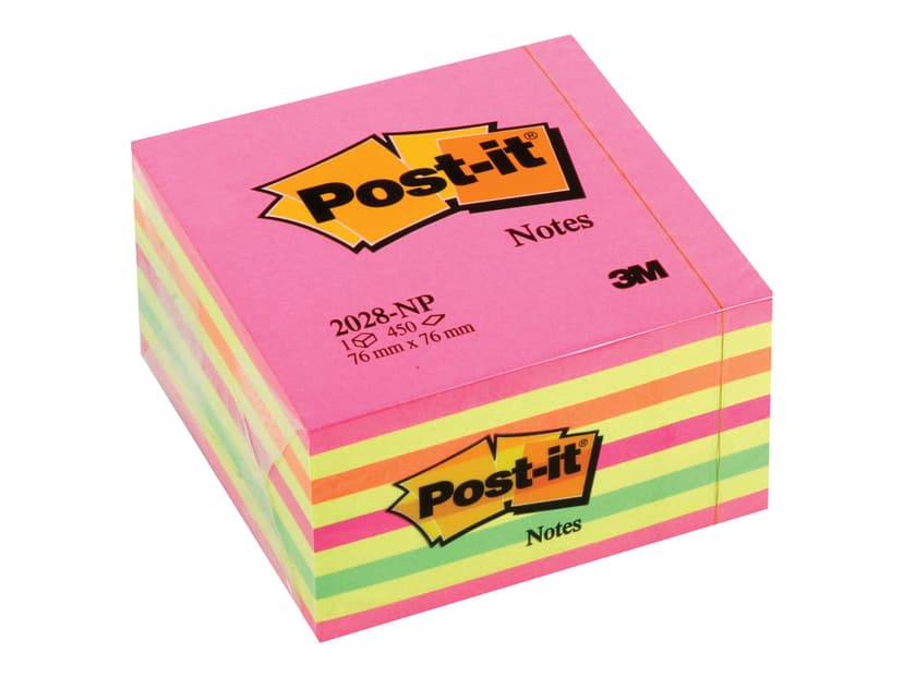 3M Post-It Block Kub Rosa/Orange/Gul 1-Pack