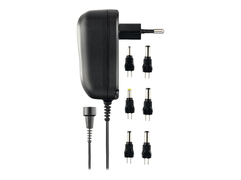 Deltaco Nätadapter 3-12V DC, 600mA med utbytbara kontakter