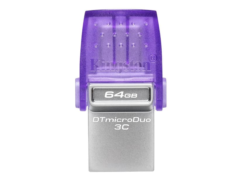 Kingston DataTraveler microDuo 3C 64GB USB Type-A / USB Type-C Purppura, Ruostumaton teräs