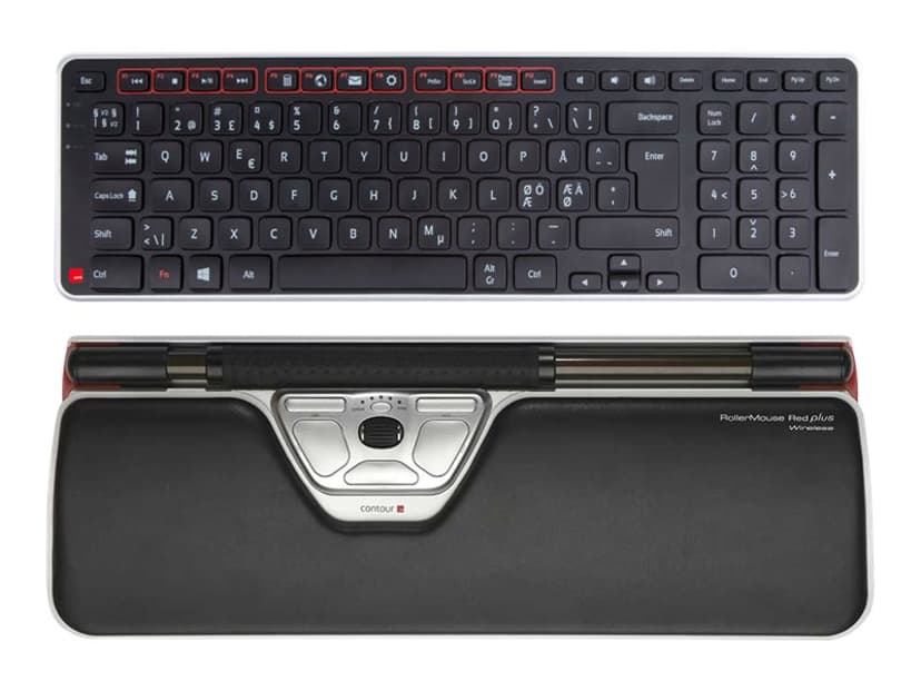 Contour Design RollerMouse Red Plus Wireless + Balance keyboard Wireless Nordiska länderna Sats med tangentbord och rullmus