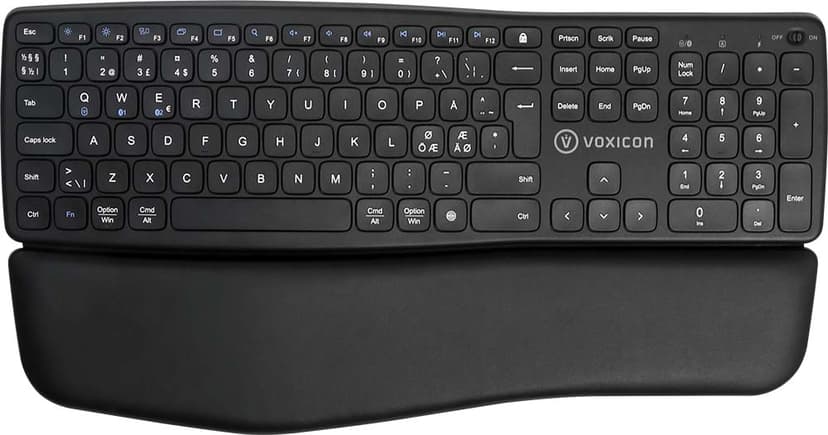 Voxicon Wireless Ergokeyboard E365 BT+2.4 Trådløs Nordisk Tastatur