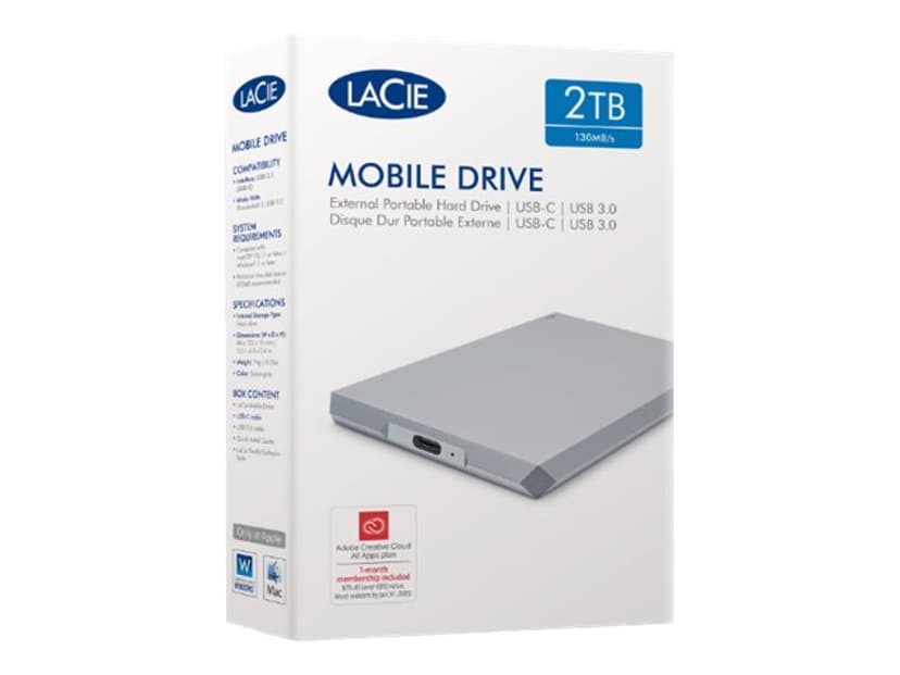 LaCie Mobile Drive 2TB USB-C Space grey 2TB Grå